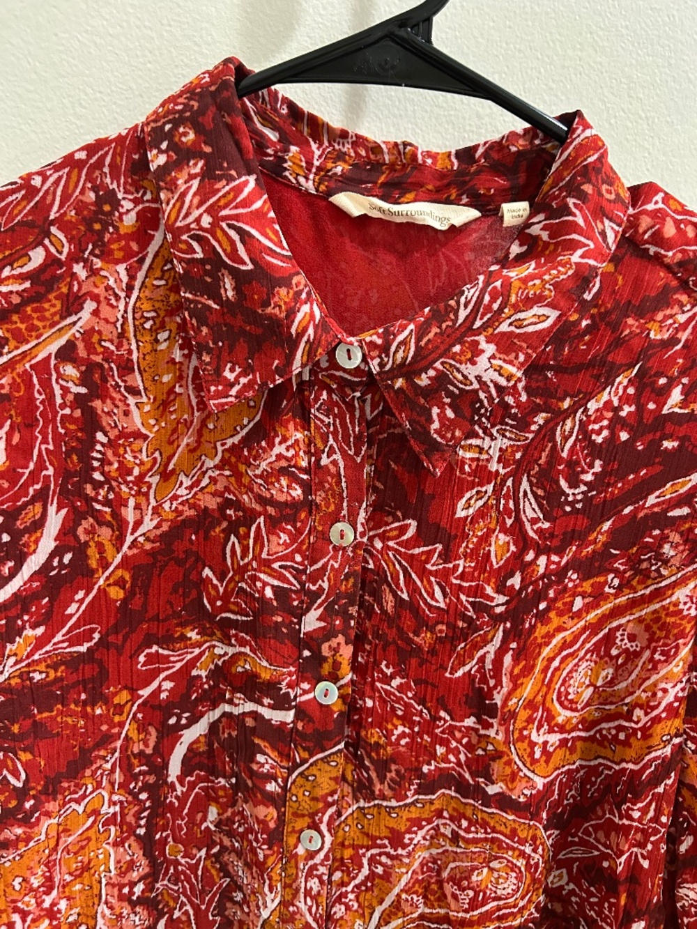 Soft Surroundings womens M long sleeve EUC fall colors button up top tunic